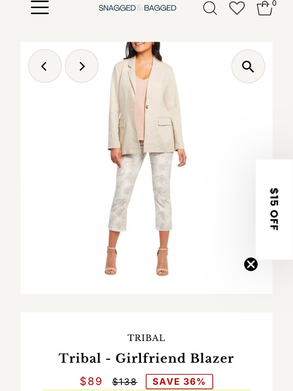 Tribal Jean linen blend warm sand (cream) girlfriend blazer